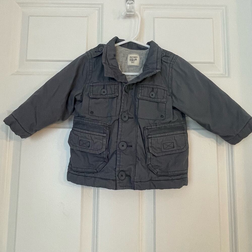Old Navy 12-18 month toddler boy gray utility jacket/fall coat